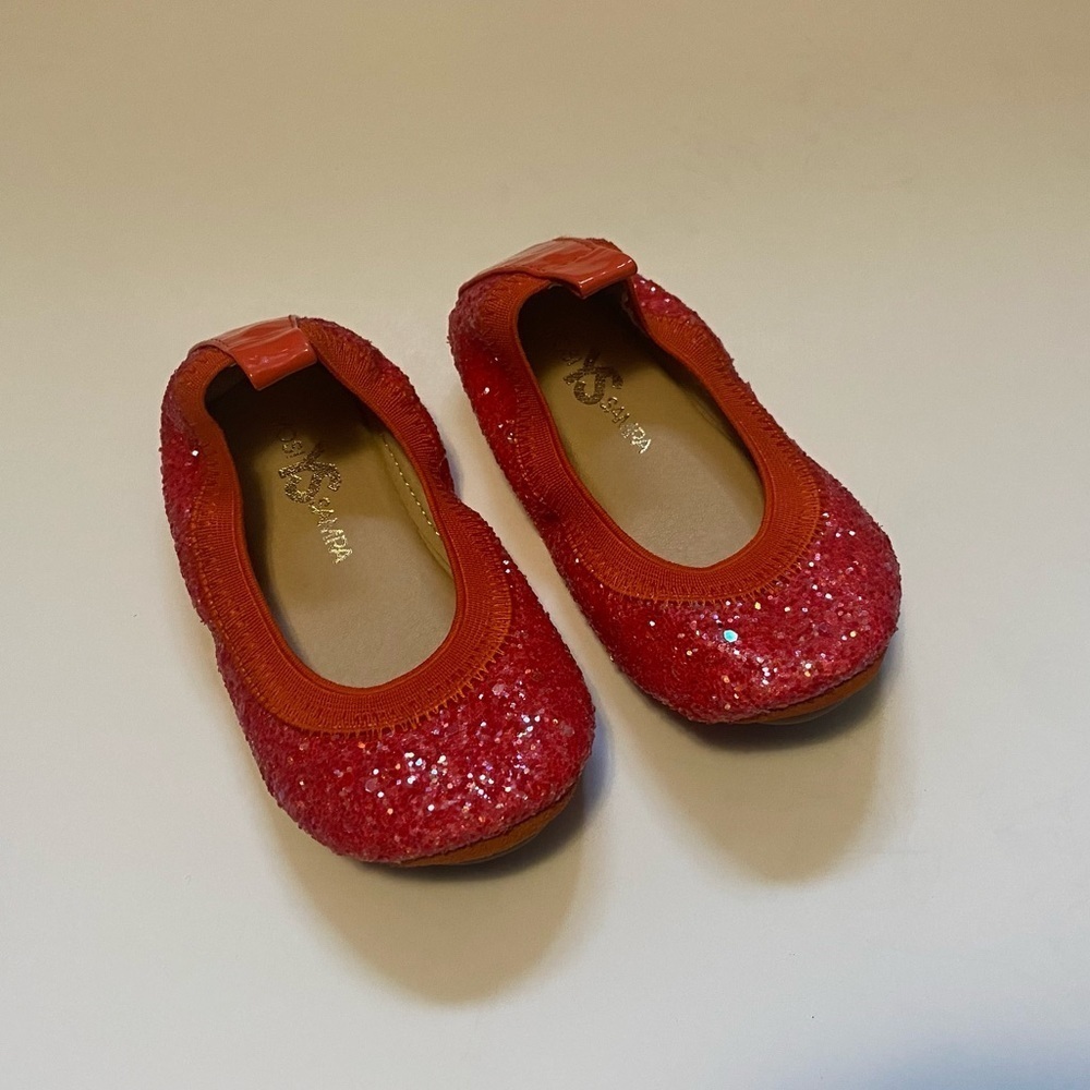 Yosi Samra Sammie Ballet Flats Red Sparkle Infant Sz 6C